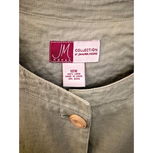 JM Collection 100% Linen Light Green Button Front Shirt Jacket Size 18W EUC - Picture 6 of 6